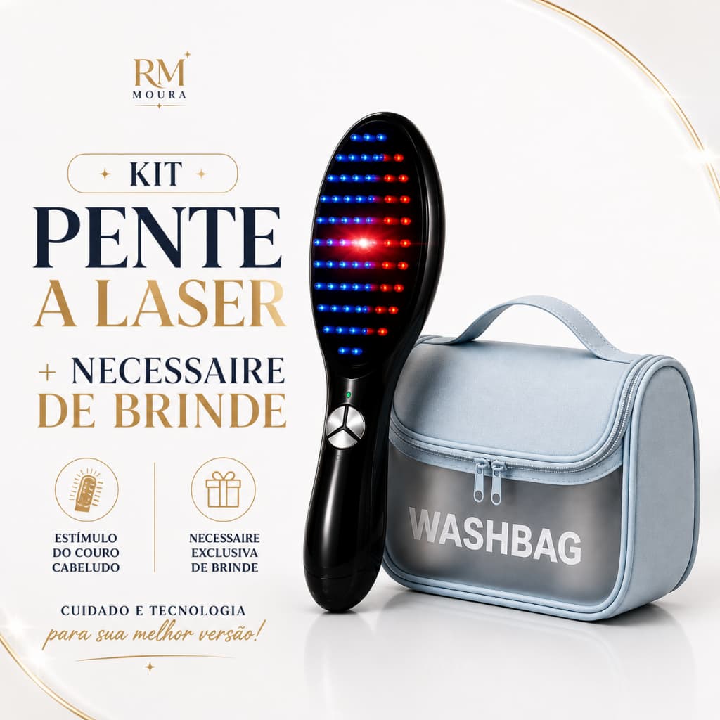 Pente Massageador Couro Cabeludo com Laser 4 em 1 – Escova de Tratamento Capilar e Antiqueda