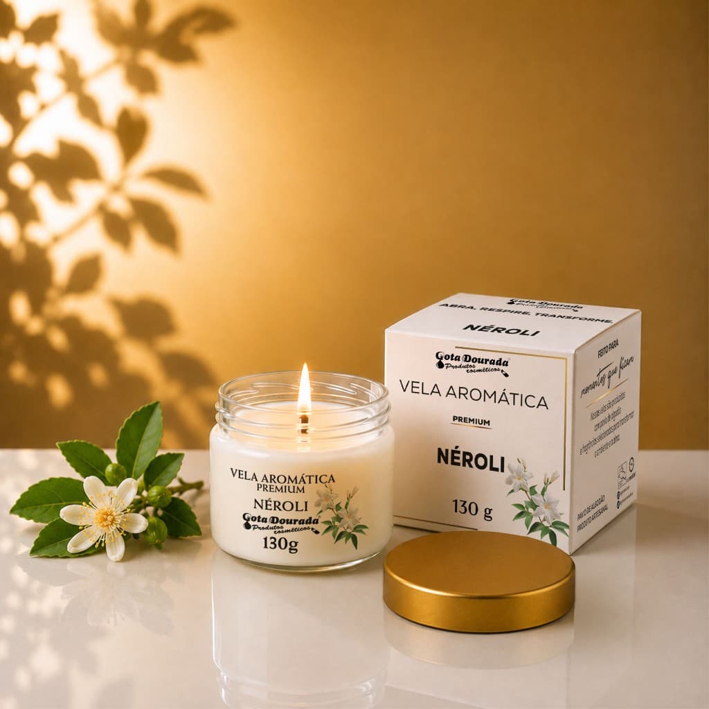 Vela Aromática Premium 130g - Ambiente Floral Sofisticado - Néroli