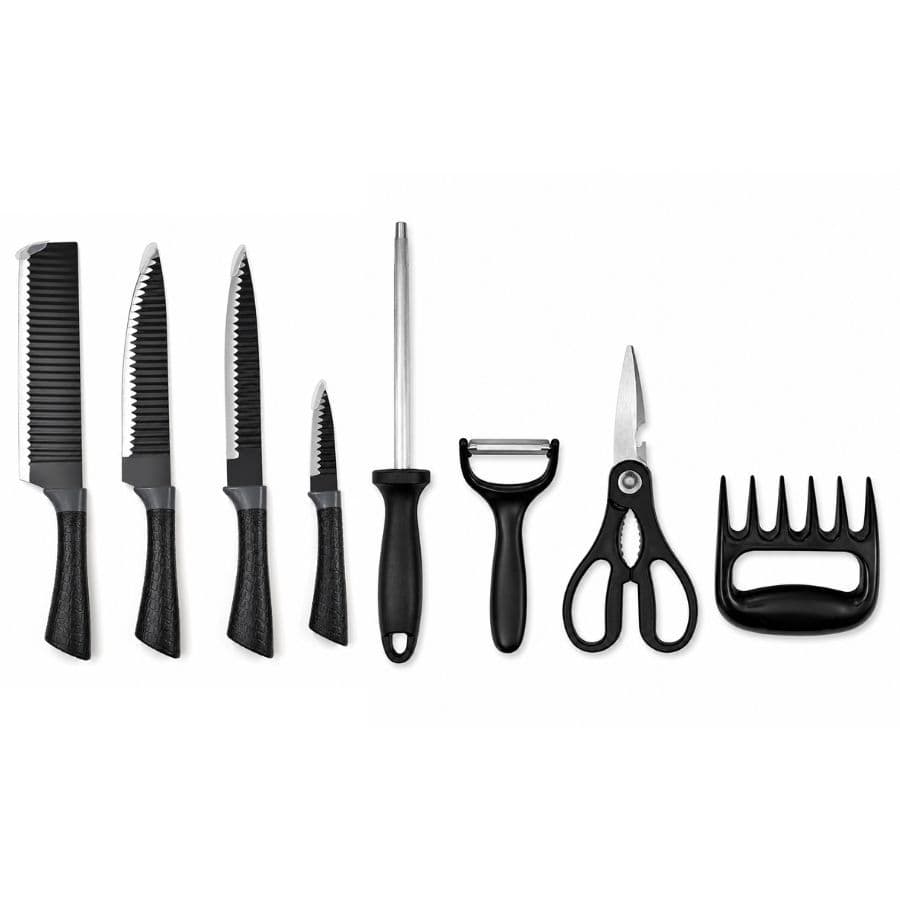 Jogo De Facas 8 Peças Cozinha Churrasco Aço Inox LS-316