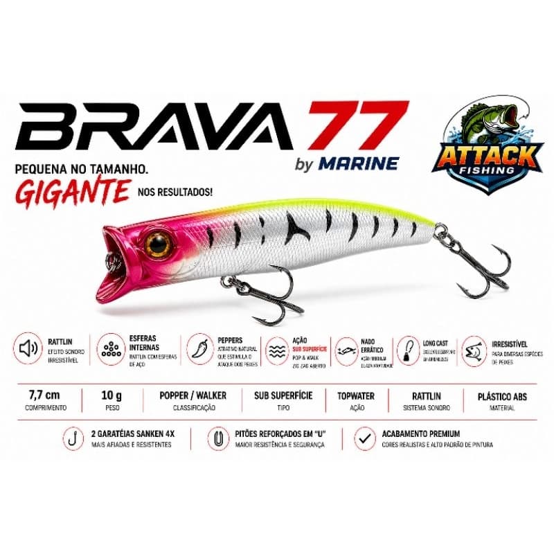 Isca Artificial Marine Sports Brava 77 | 7.7cm | 7.2g | Floating