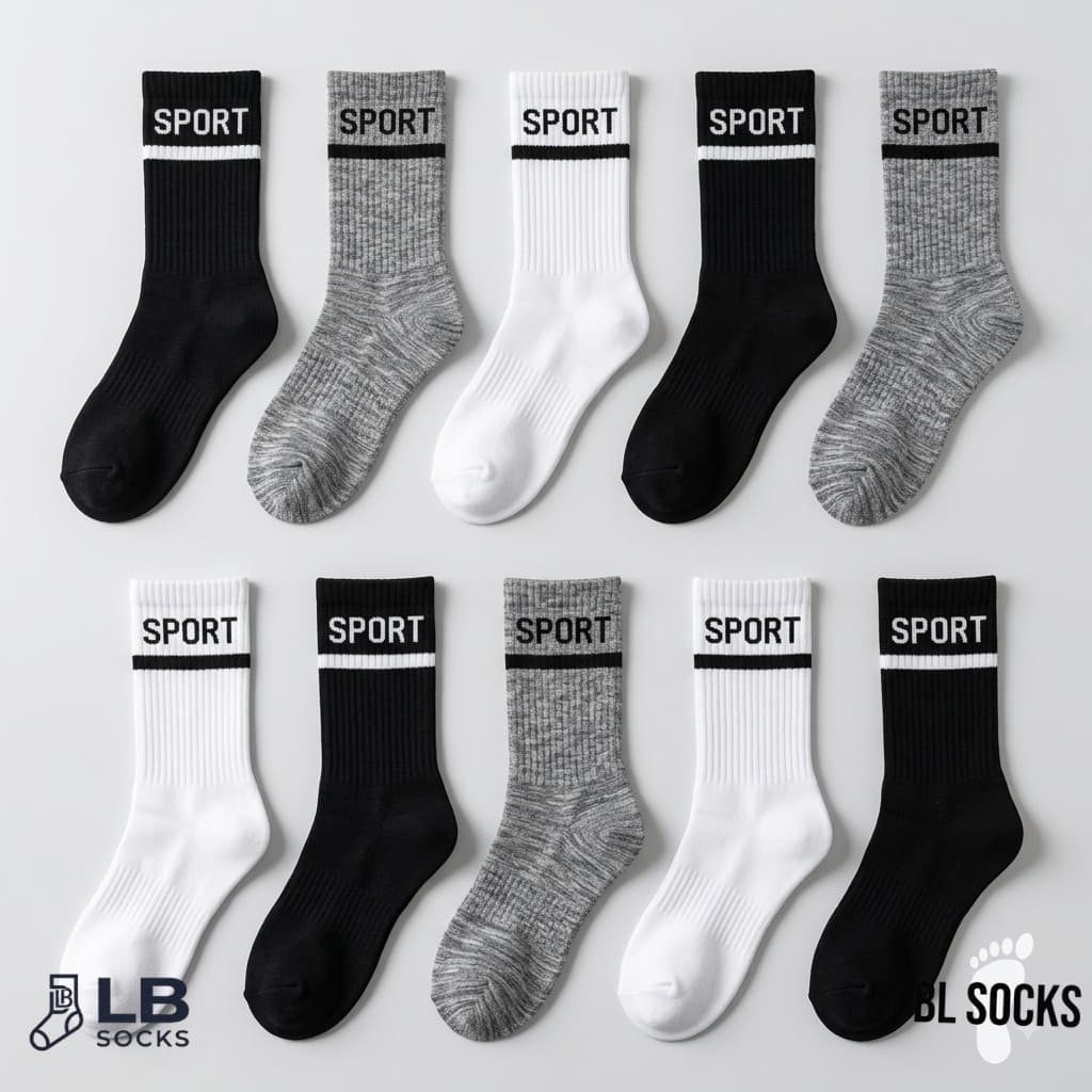 24 Pares de Meias Longas Cano Alto Algodão Unissex Masculina Feminina Mescladas Conforto e Estilo