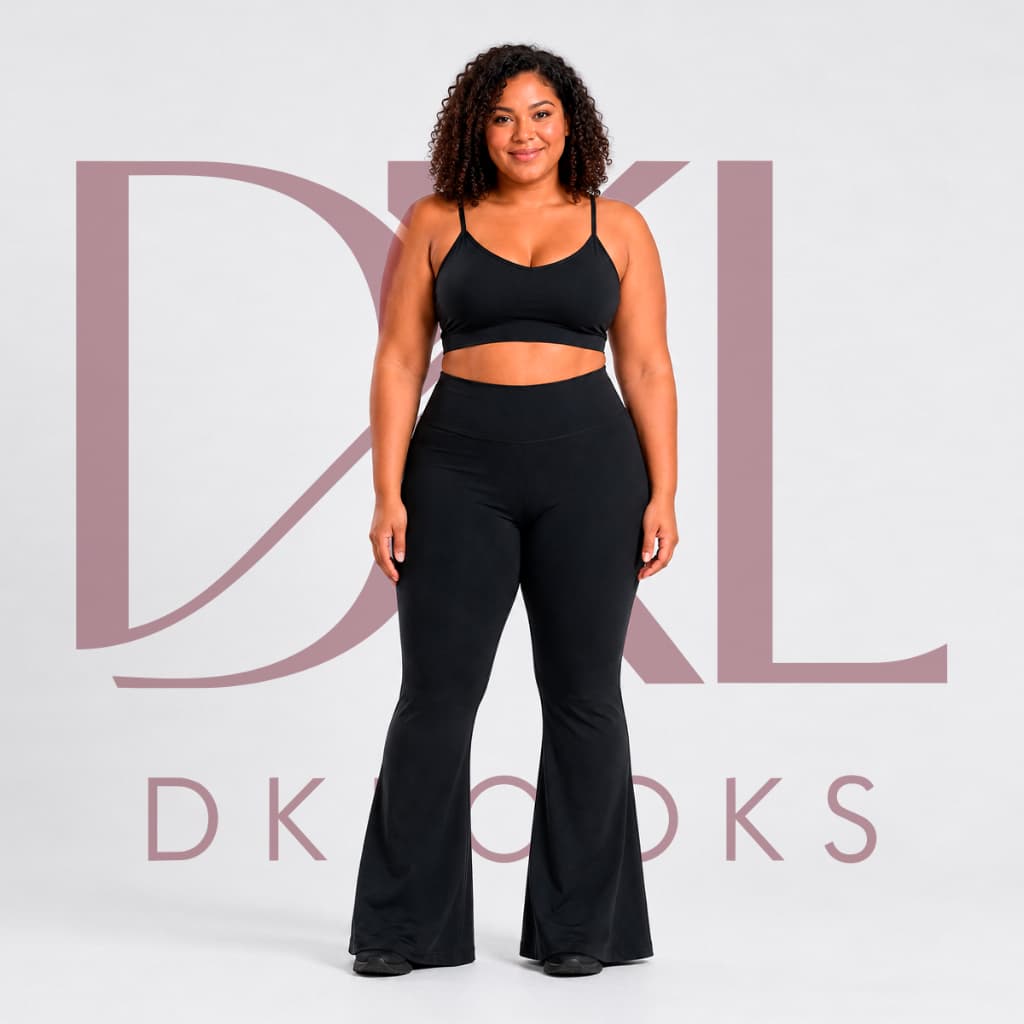 Calça Flare Plus Size Suplex Flanelado Grosso Cós Alto Bailarina Legging Curve GG ao G3