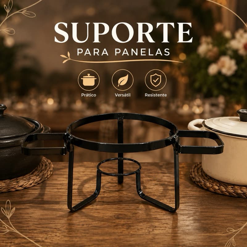 Suporte de Ferro para Panelas, Fondue, Buffet, Eventos, Panela de Barro e Tradicional