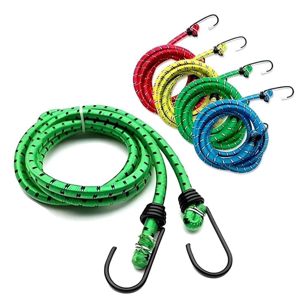 Kit  04un Corda Elástica 1,50m para bagagem moto/bike/carros gancho arame colorido