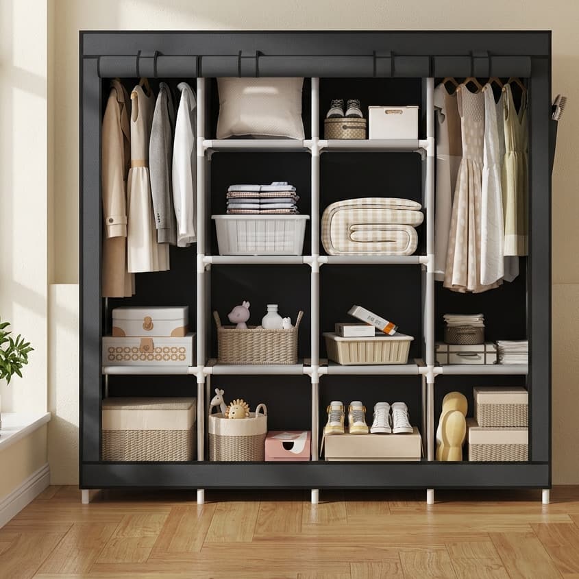 Guarda-Roupa Dobrável Organizador Multiuso de Tecido Grande Reforçado para Roupas e Calçados