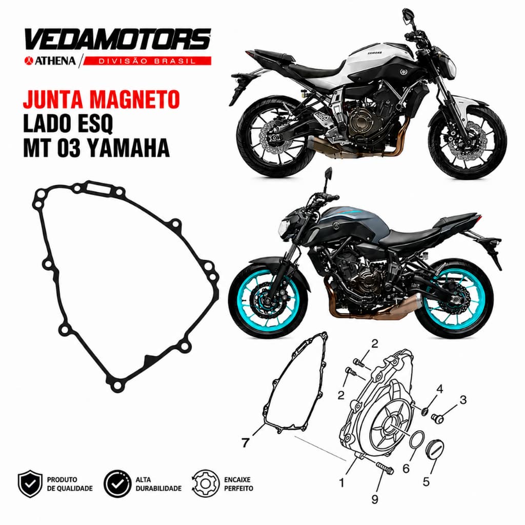 Junta Lado Esquerdo Magneto Volante MT 03 2017 a 2026 Yamaha Vedamotors