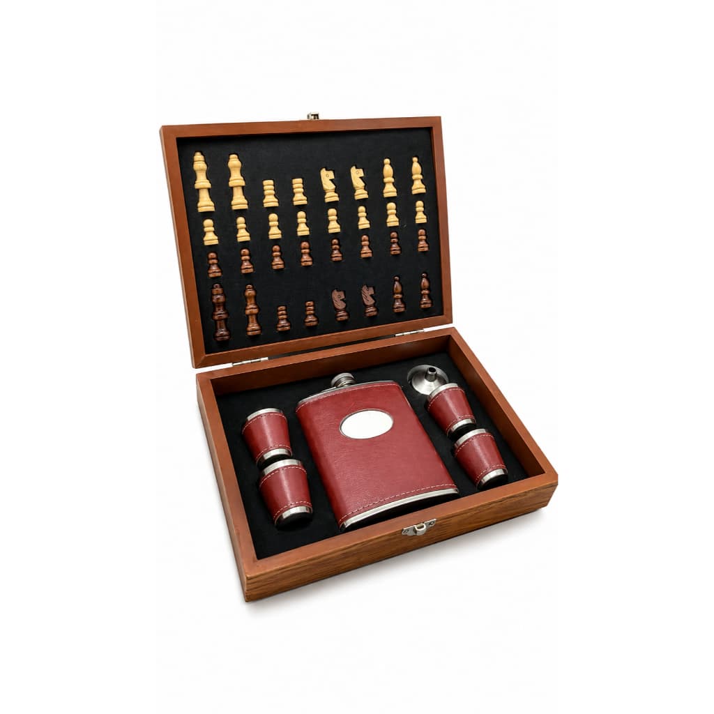 Kit Cantil Inox Jogo Xadrez premium copo funil caixa presente