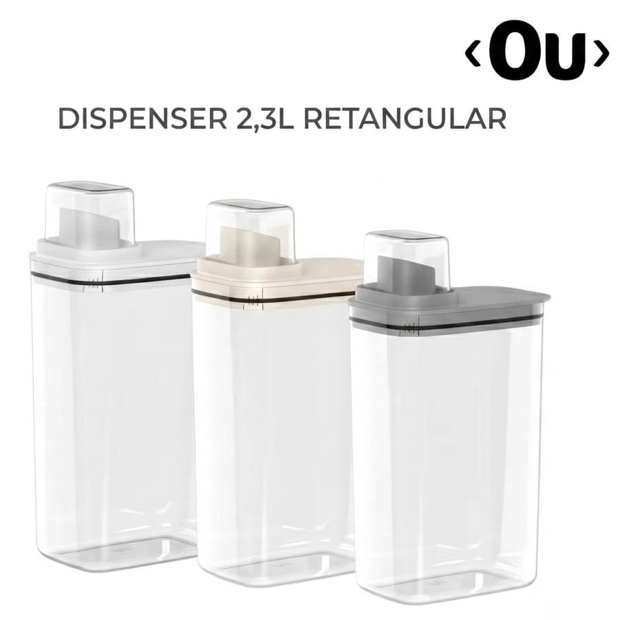 Dispenser 2,3L para Sabão em Pó Amaciante Lavanderia Linha Flow Ou Retangular