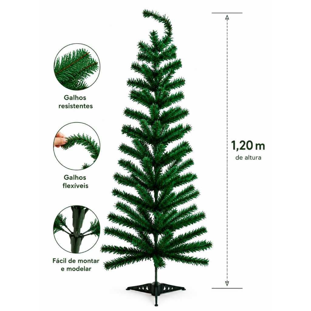 Árvore de Natal Artificial Verde 90cm e 1,20m – Galhos Flexíveis e Resistentes
