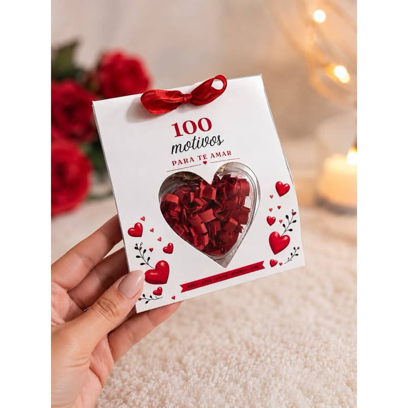 100 Motivos para Te Amar – Embalagem premium | Presente Romântico Personalizado