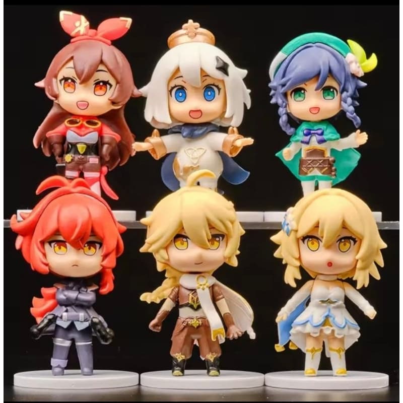 Figure Genshin Impact 6-8cm Anime Colecionável Aether Lumine Venti