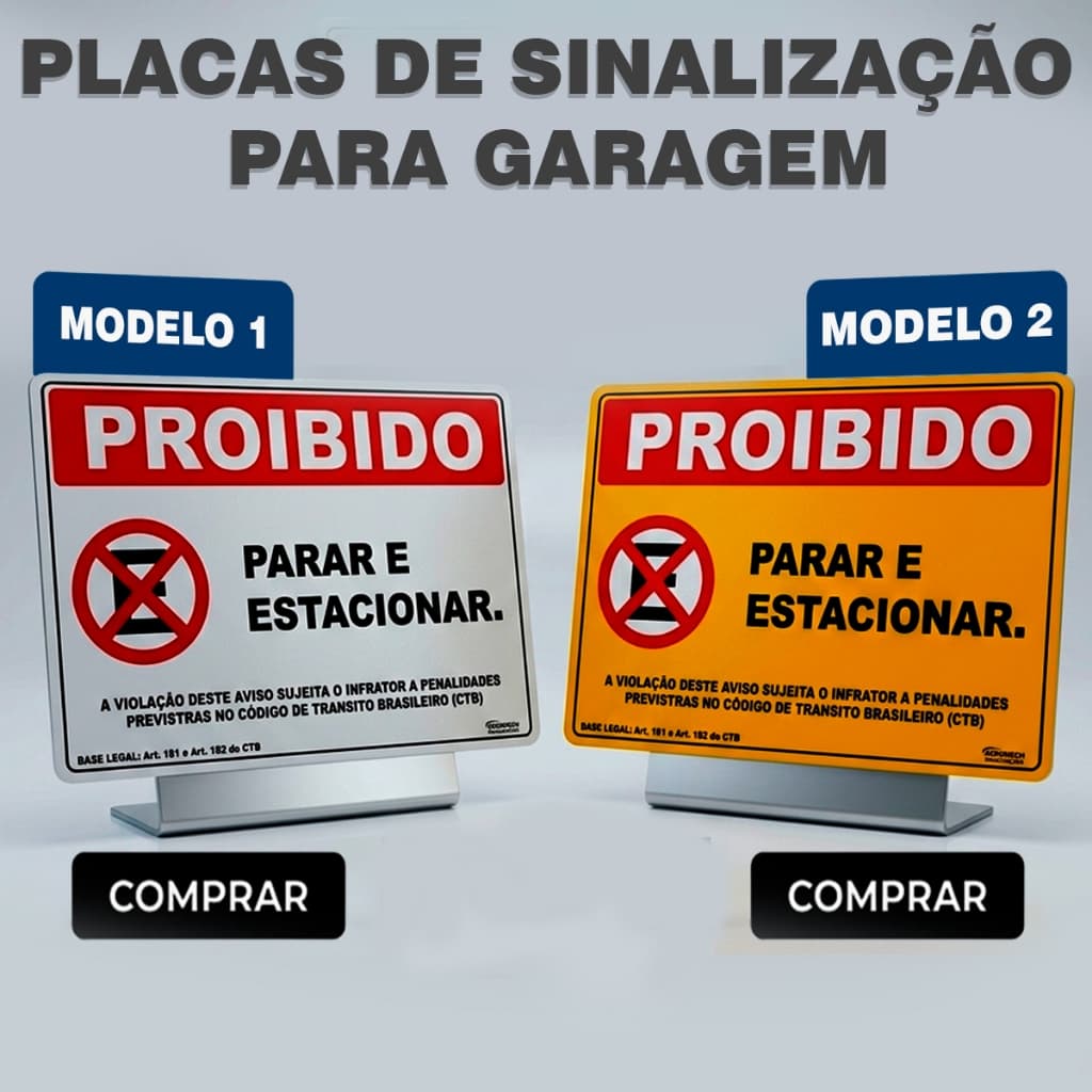 Placa Proibido Parar e Estacionar 20x30 para Garagem, Condomínio, Obra e Sinalização Residencial