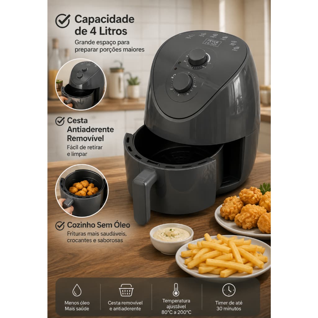 AIR FRYER 4 LITROS / HOME LAND 127V