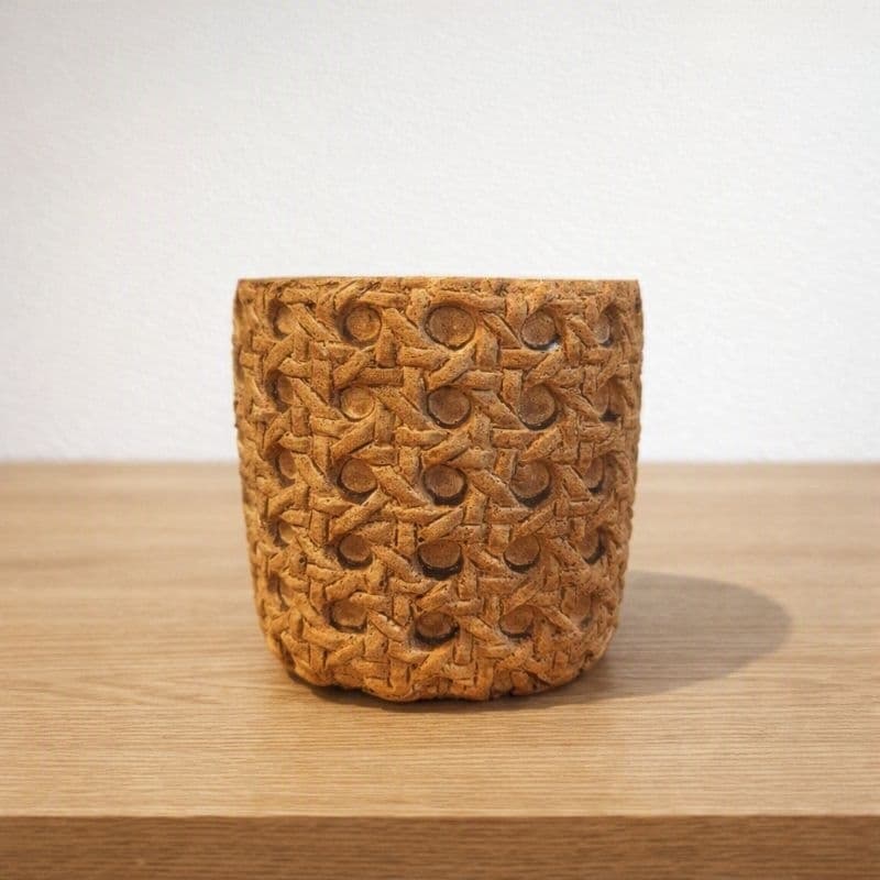 Vaso Cachepot de Cerâmica Efeito Palha Artesanal para Plantas Decoração Boho Rústica Sala Quarto Escritório