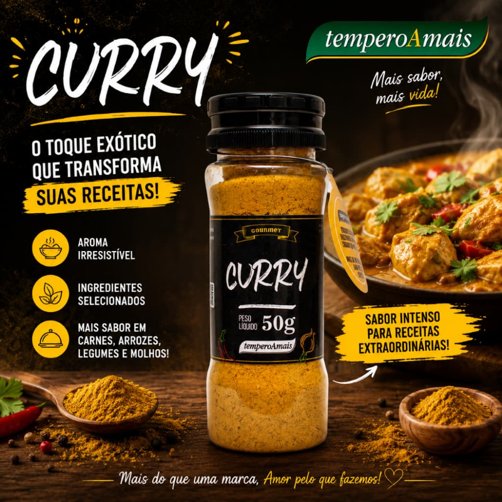 Curry 50g Tempero Alta Qualidade Especiarias para Cozinha Churrasco