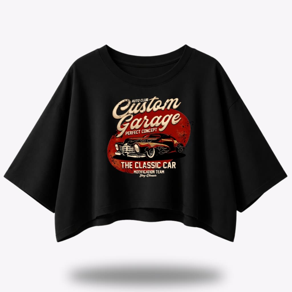 Cropped Feminino Oversized Estampado Carro Camiseta Feminina T-shirt Moda Feminina Para Mulheres