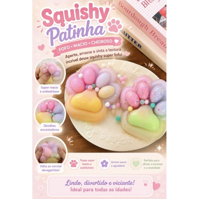 Squishy Patinha Anti-Stress Sensorial, Fofura e diversão.