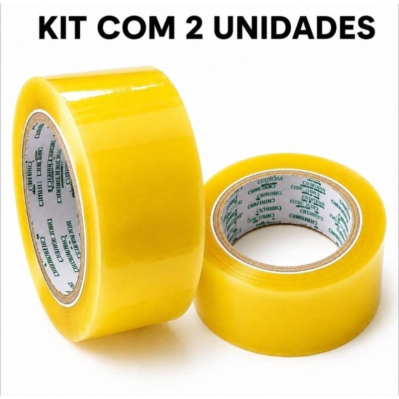 Kit Com 2 Fitas Durex Larga 500m Transparente Para Embalar Caixas Encomendas Pacotes Envio
