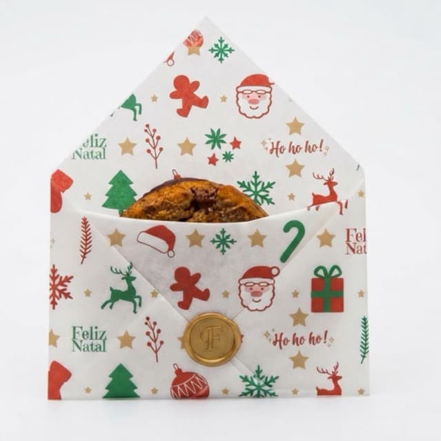 Papel Manteiga Cookie Natal 15x15 cm Barreira Antigordura Proprio para Alimentos.