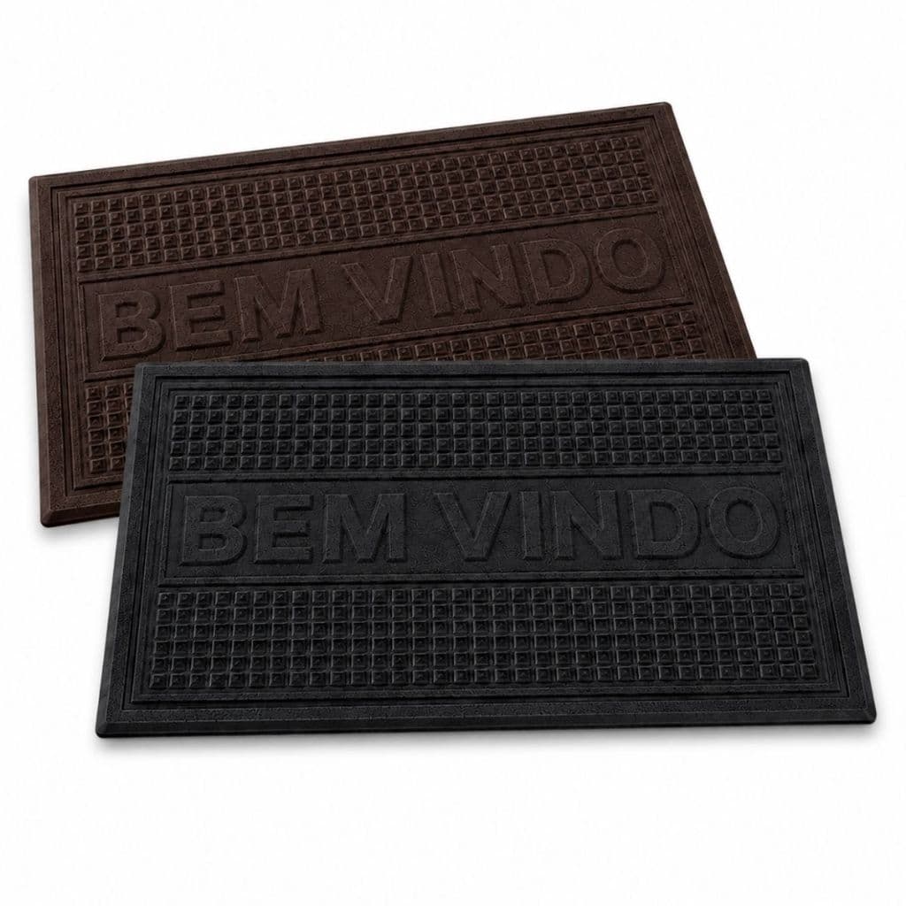 Kit com 2 Tapete Capacho Bem Vindo 40x60cm Liso Emborrachado Para Porta Entrada Sortidos