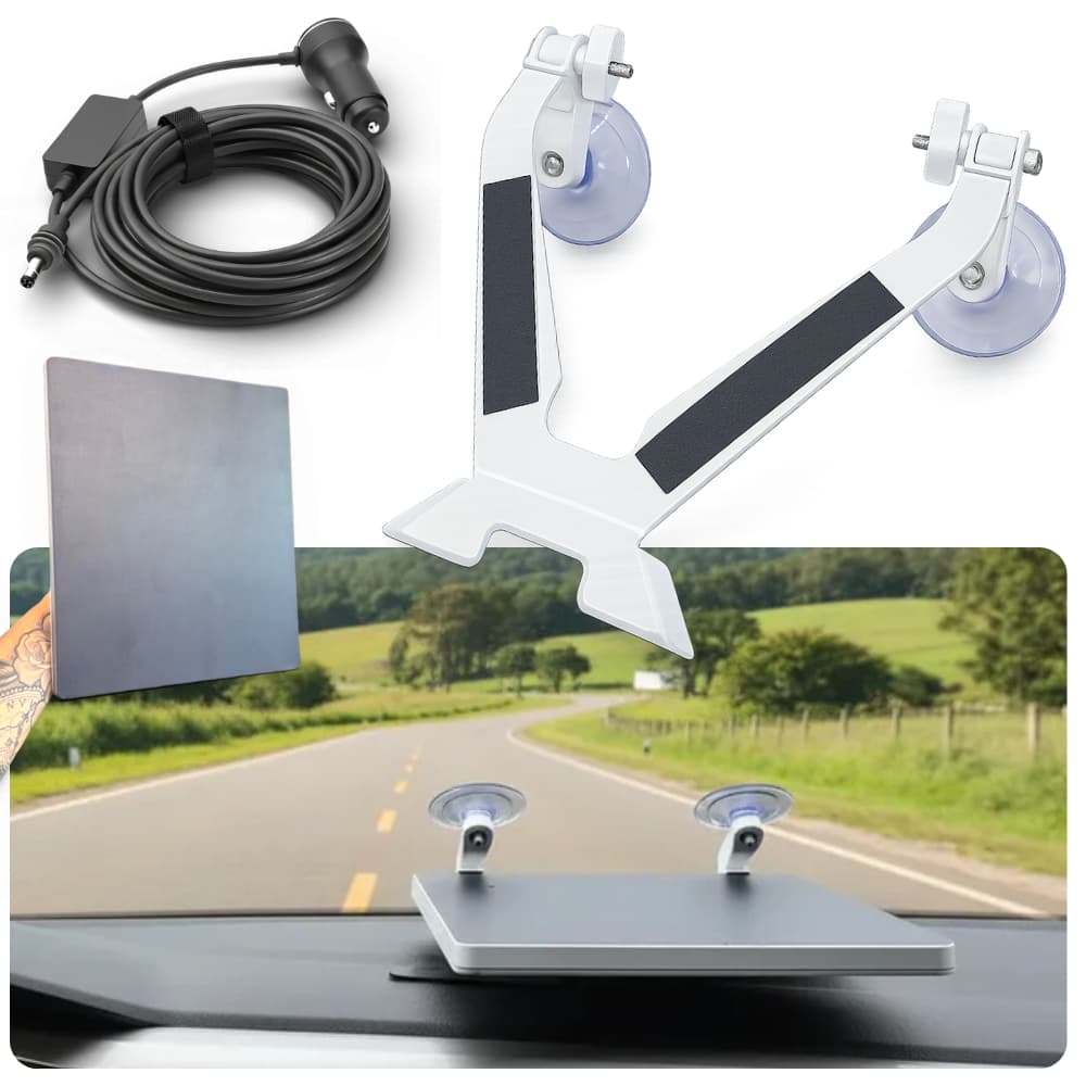 Kit P Starlink Mini Suporte Aço + Cabo 12v DC + Película Painel Veicular Carro Ventosas Estabilizador de Tensão