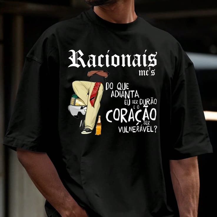 Camiseta Racionais Rap Musica Bransileira Camisa Blusa Unissex Masculino Feminino Streetwear Preto Branco