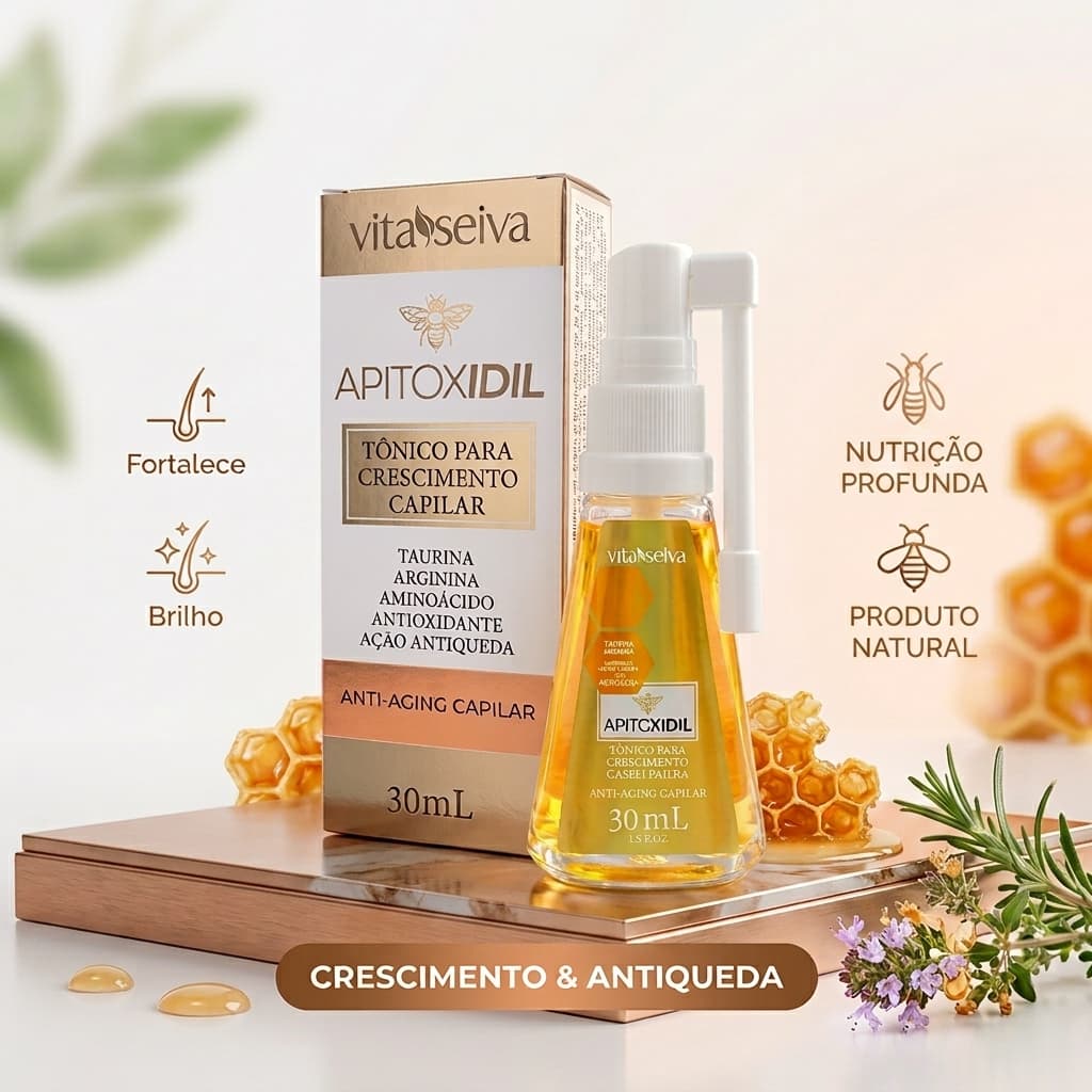 Tônico Capilar Apitoxidil Vita Seiva 30ml Antiqueda Crescimento e Fortalecimento