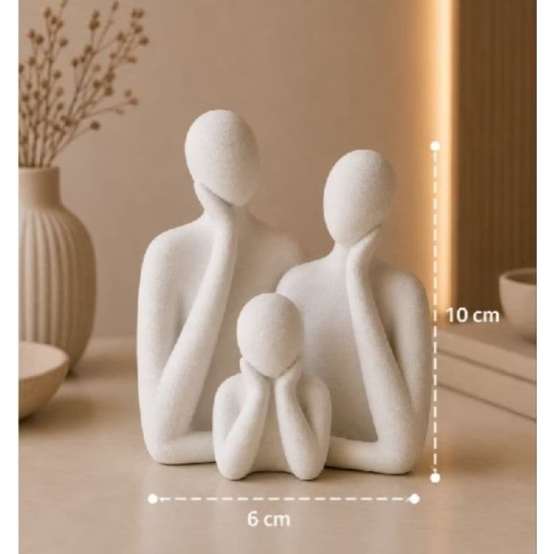 Kit Estatuetas Família Mãe Pai e Filho Abstrato Minimalista,  Linda Decoração para Casa