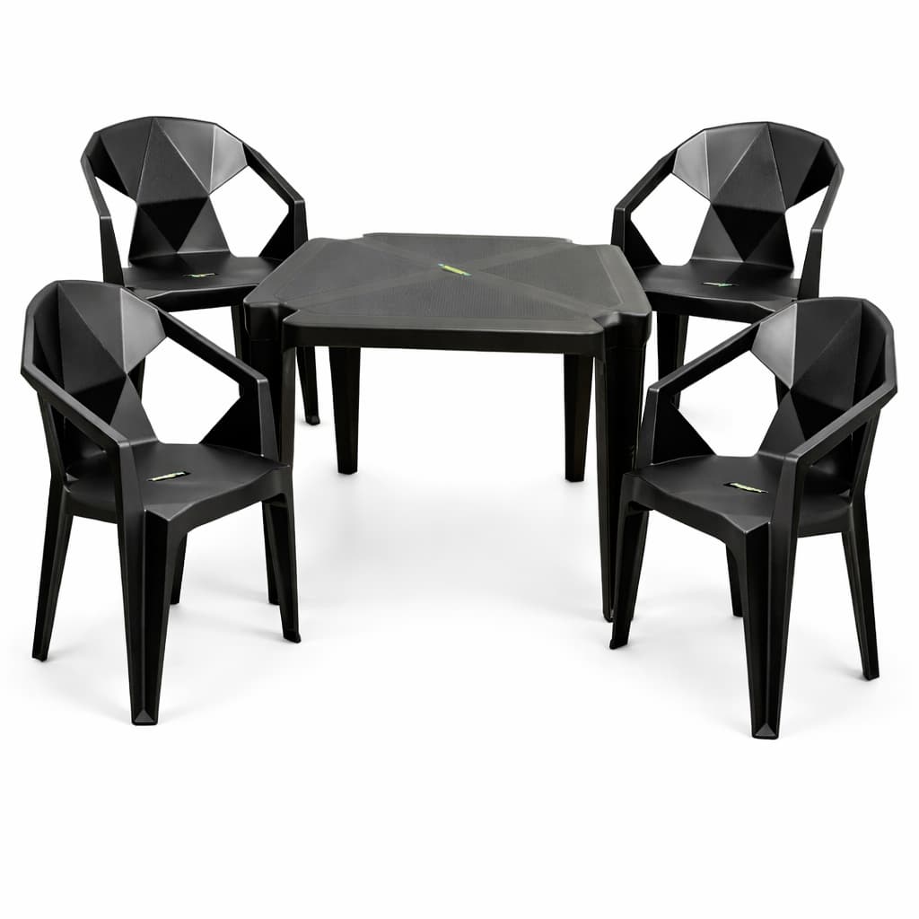 Kit Com 1 Mesa De Plástico Com 4 Cadeiras Poltrona Diamante 3d