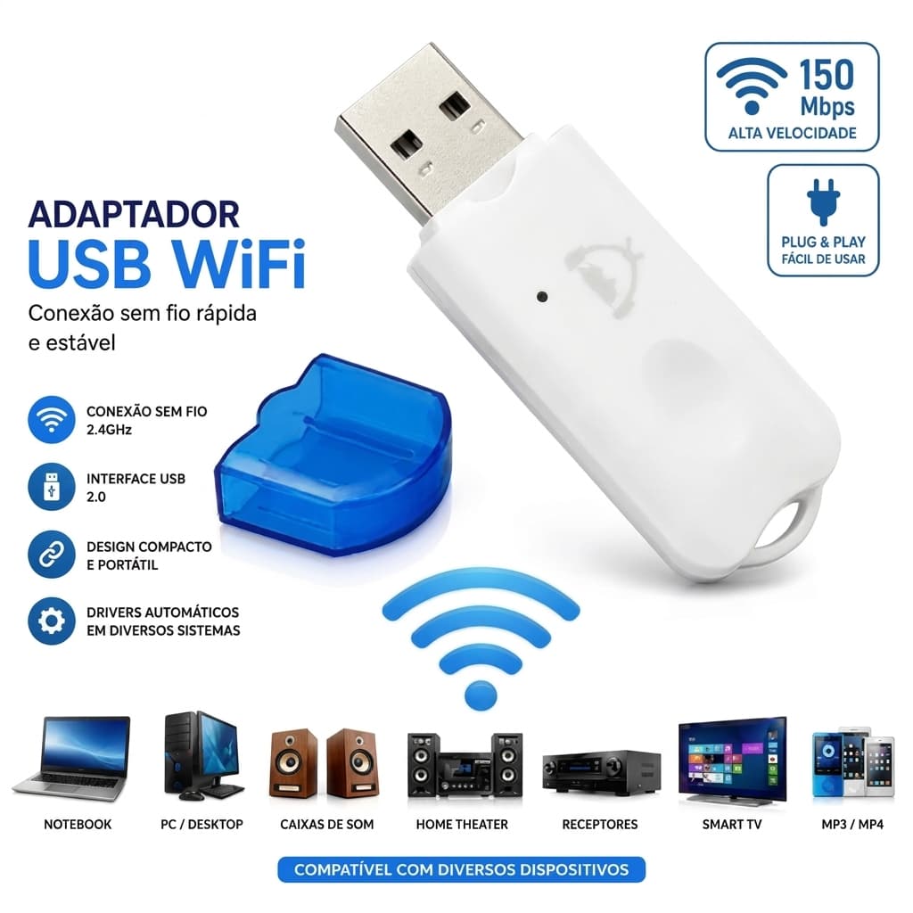 Adaptador Bluetooth USB Wireless Receptor Para PC Notebook Desktop Windows Plug and Play