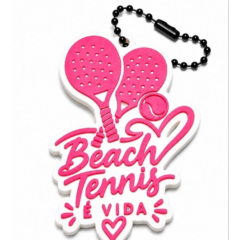 Chaveiro Beach Tennis Vida 3D acessório mochila com corrente