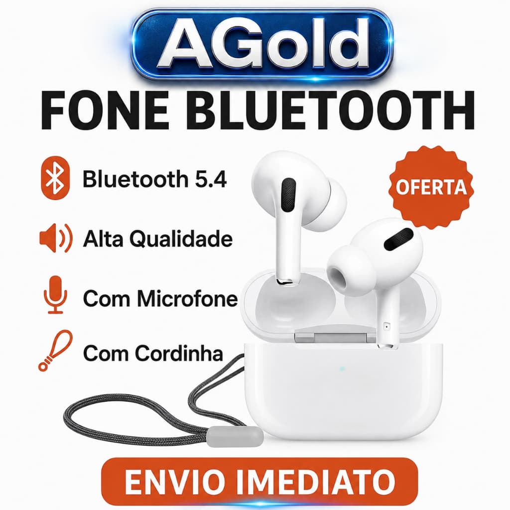 Fone De Ouvido AGOLD Sem Fio Bluetooth 5.4 Ótimo Para Academia e Corrida com microfone FN-BX3 Com Cordinha