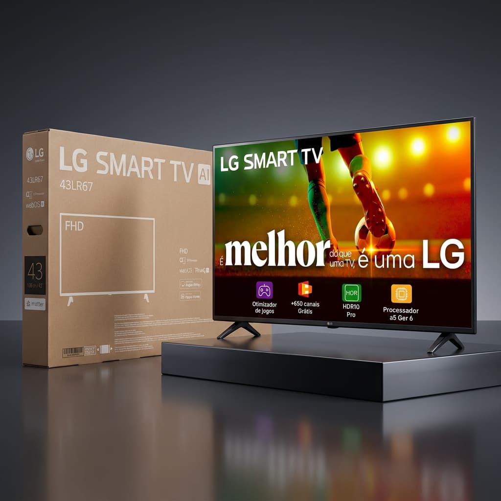 Smart TV LG 43 Polegadas Full HD 43LR6700PSA HDR10 WebOS 23 Wi-Fi Bluetooth Inteligência Artificial Gamer Bivolt Quarto