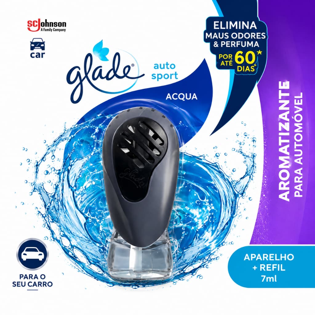 Glade Auto Sport Acqua 7ml Aromatizador Para Carro Com Aparelho