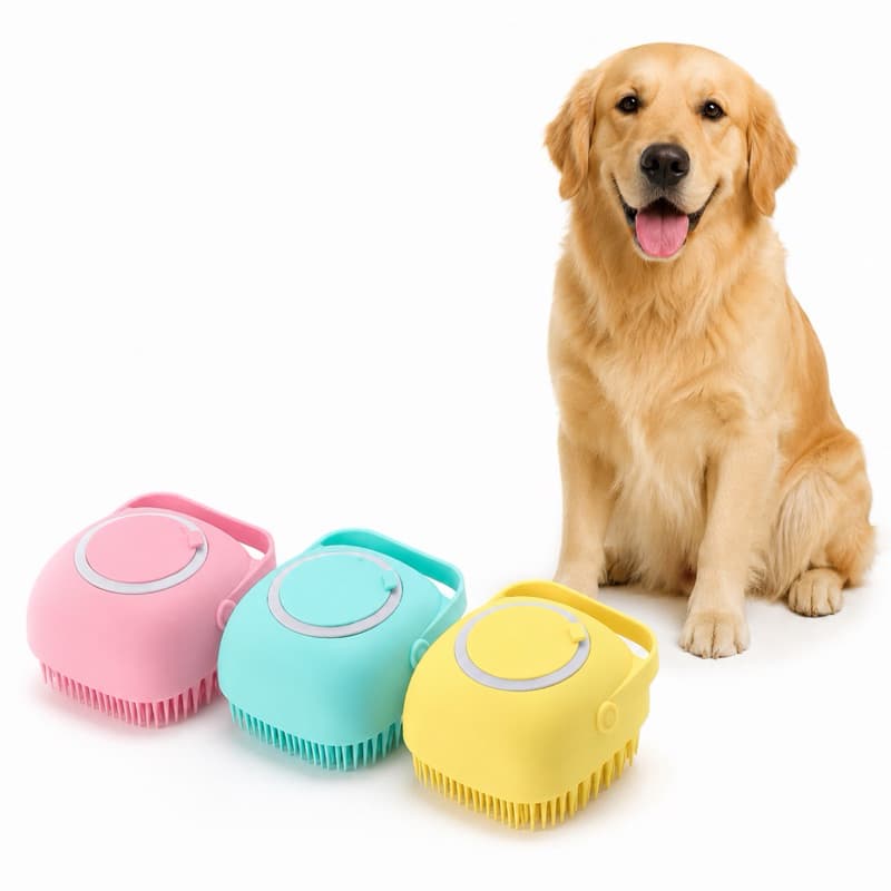 Esponja Para Banho De Silicone Com Dispenser Sabonete Shampoo Escova Pets Crianças Adultos