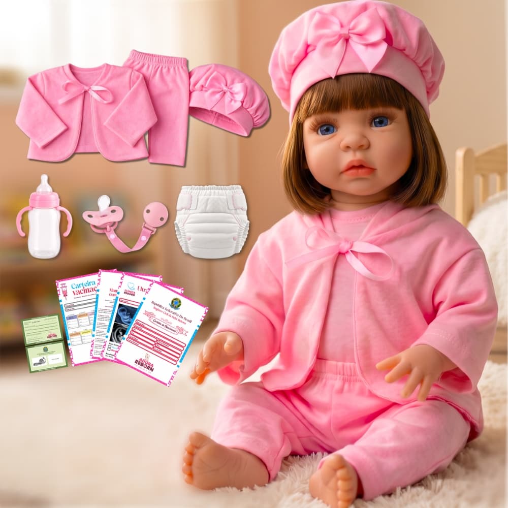 Boneca Bebê Reborn Realista 100% Siliconada Kit Bolsa Maternidade Pode Dar Banho Promoção