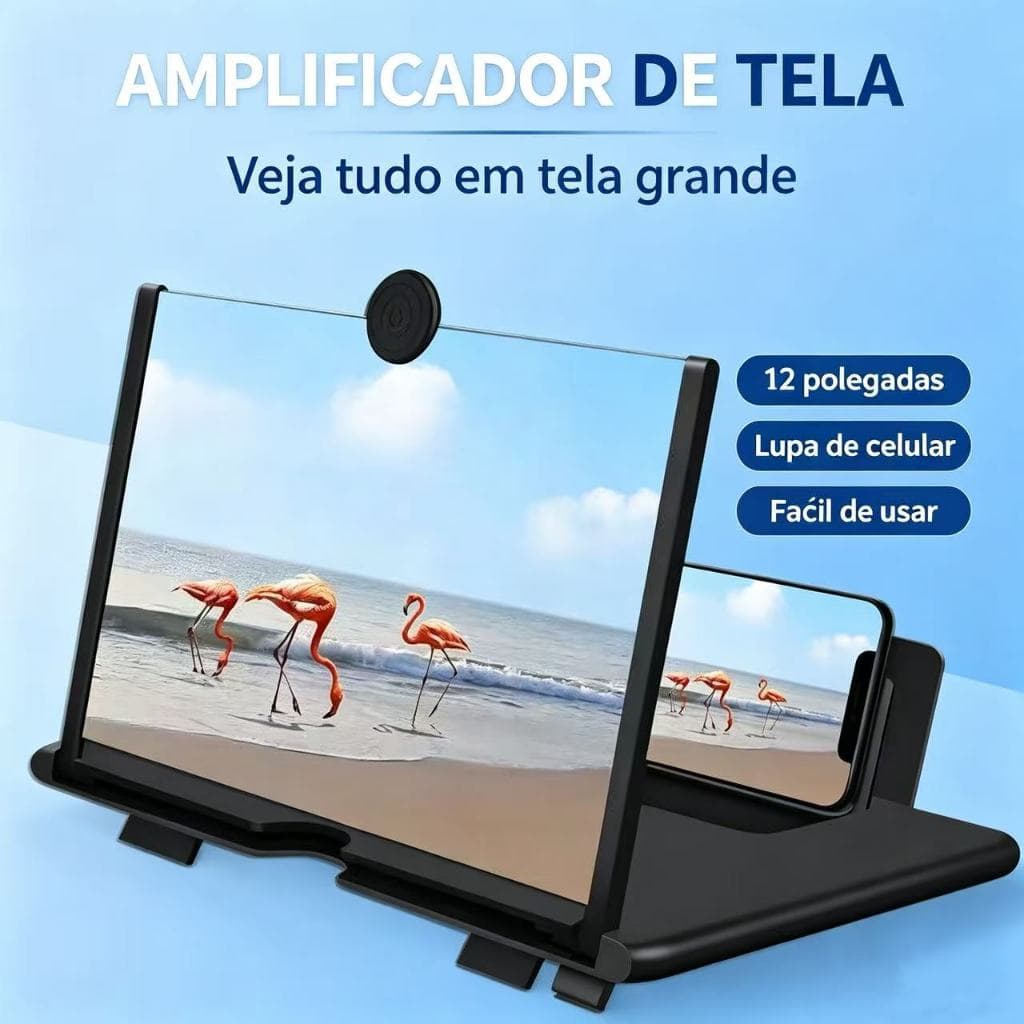 Amplificador de Imagem para Smartphone, Tela Ampliada, Suporte Dobrável para Assistir Vídeos