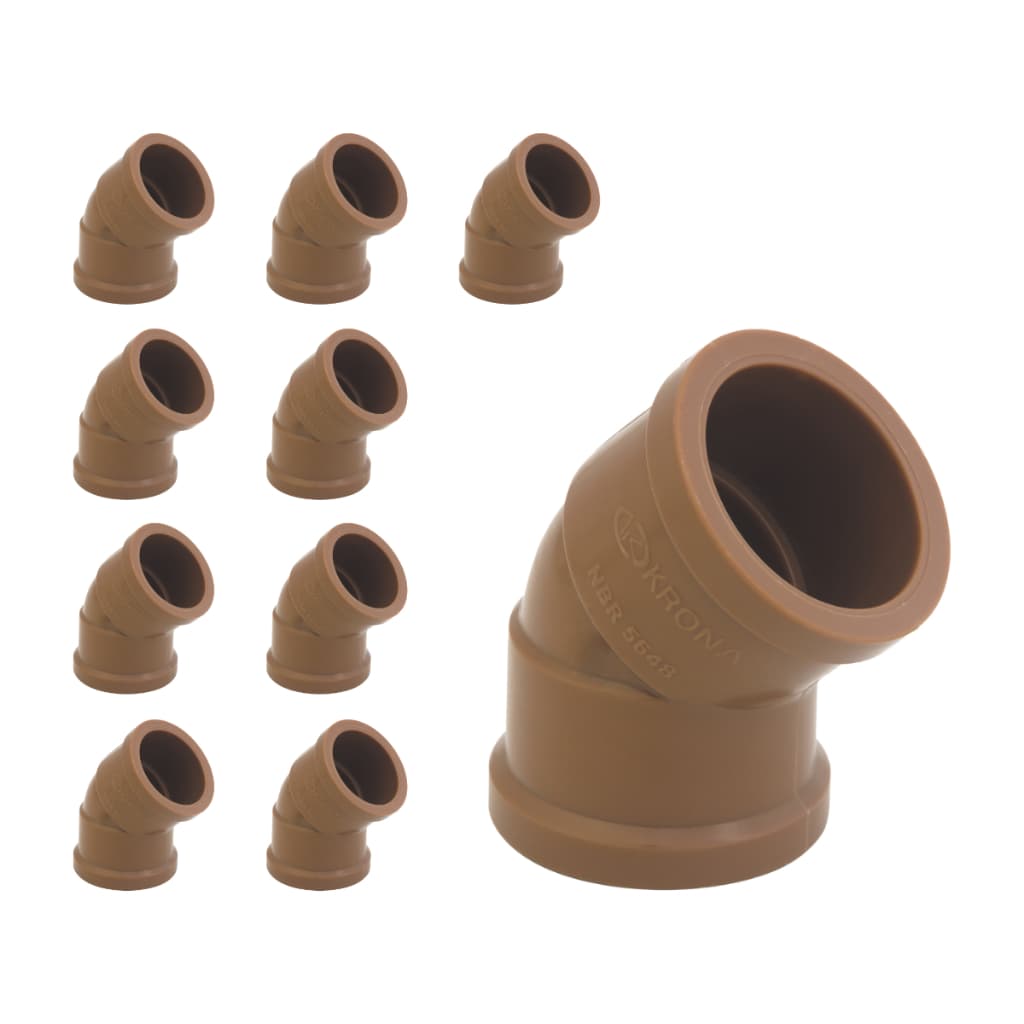 Kit 10 Joelho Cotovelo 45 Graus Soldável 25mm 3/4 Pvc Krona