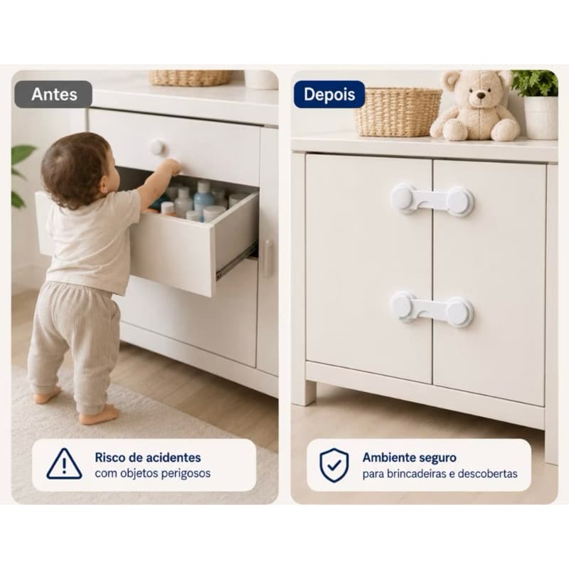 Kit 10/5/2 Trava de Gaveta Multiúso Trava Armario Porta Seguranca Bebe Anti-colisão infantil-LU