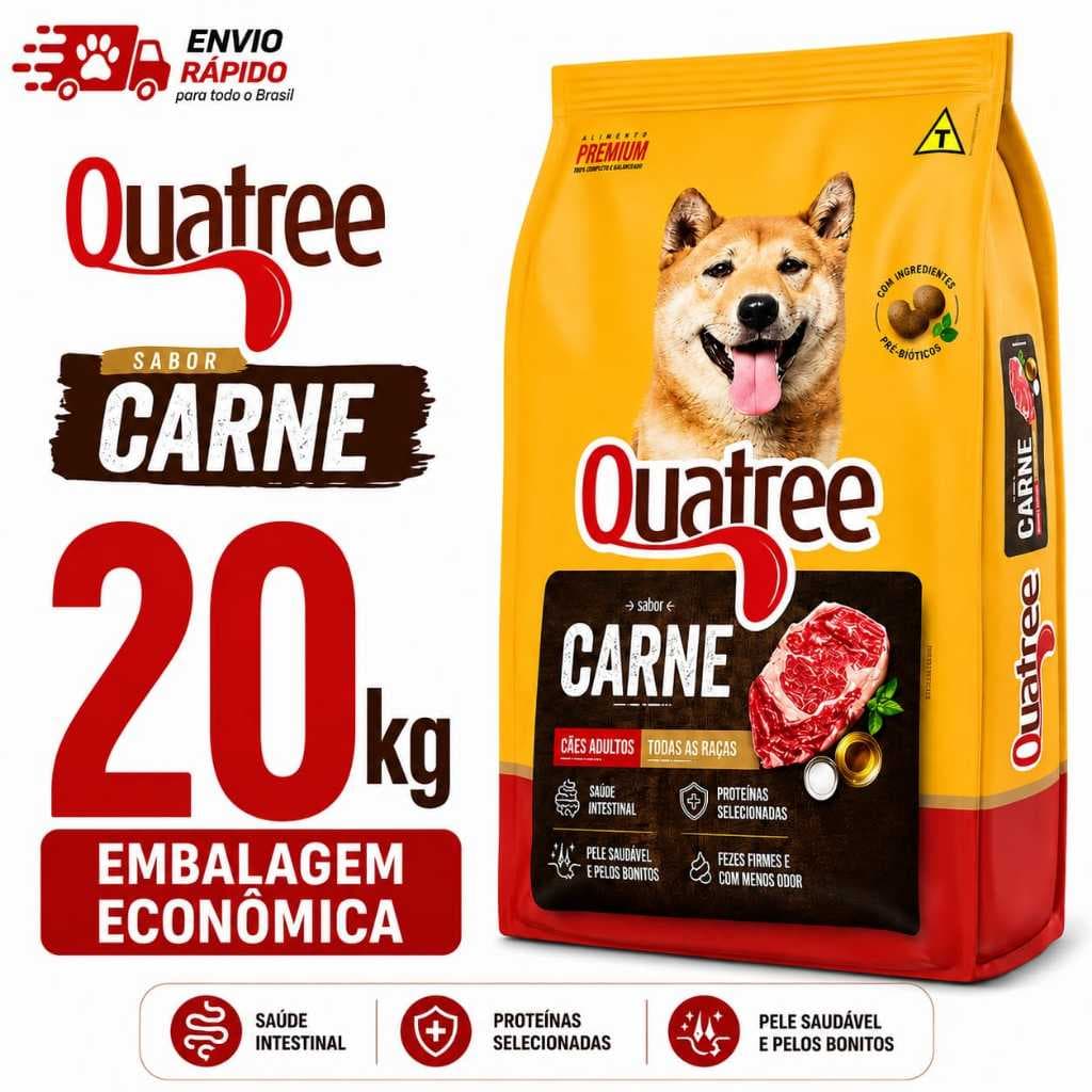 Ração Quatree Adultos Sabor Carne 20KG– Cães Adultos