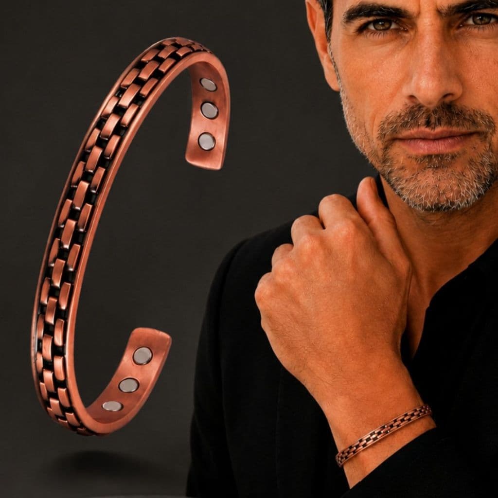 Pulseira de Cobre Puro Masculina Bracelete Ajustável com Certificado
