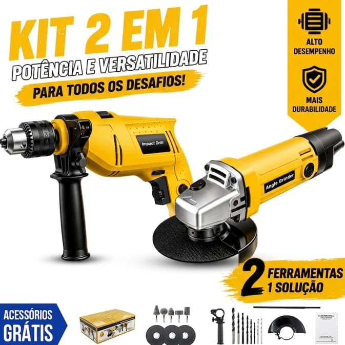 Impact Drill and Sander Professional Angle Grinder with Accessories
