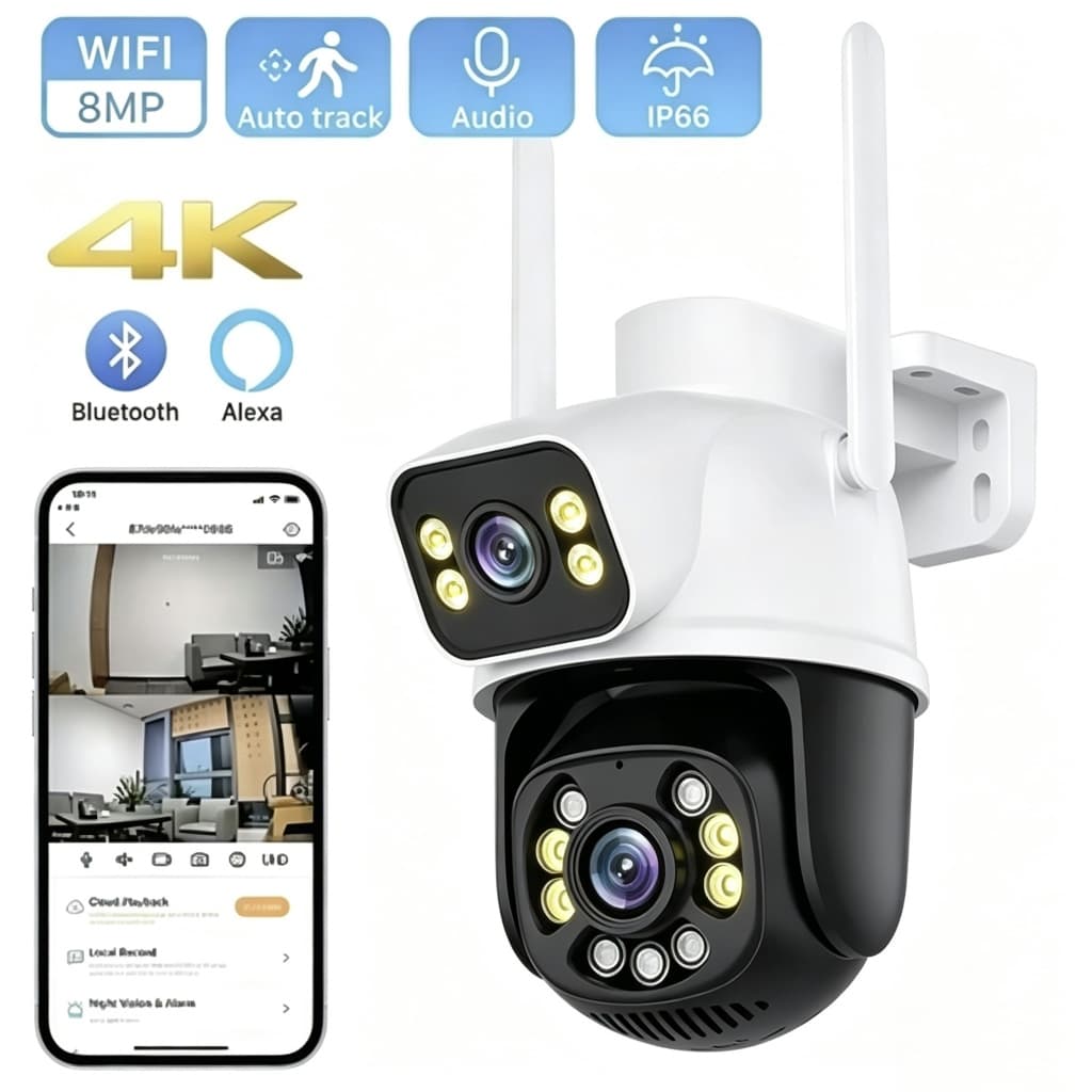 Câmera de Segurança A28B WiFi Dual 1080P 3MP Dupla WiFi para Alarme De Detecção De Segurança