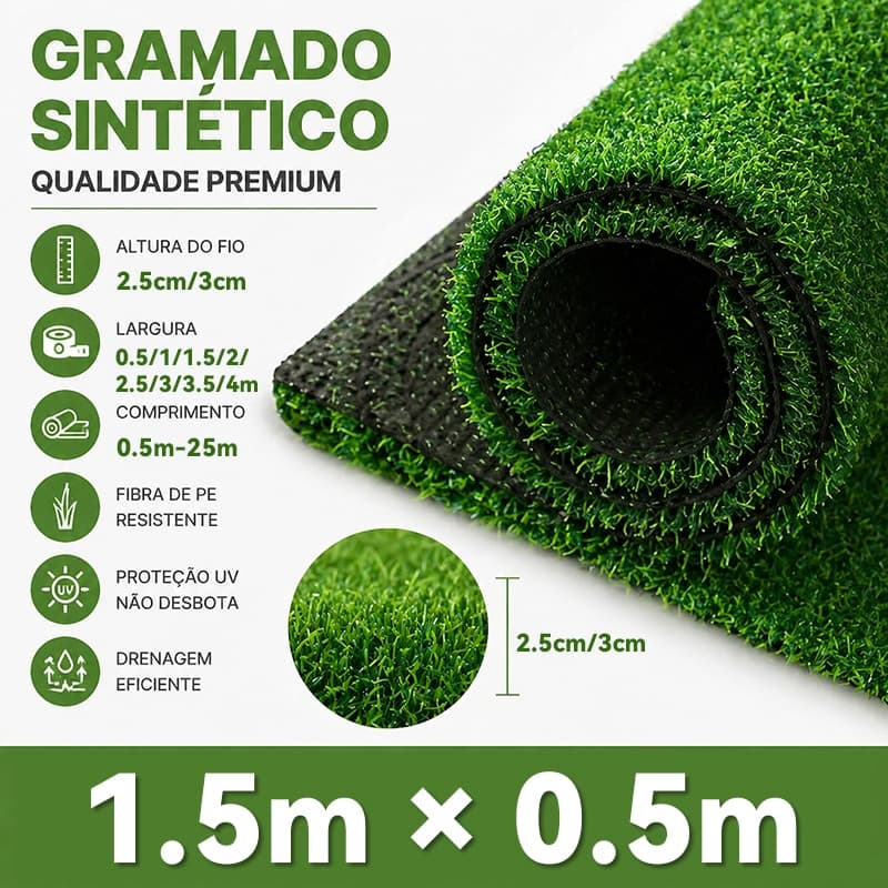 Grama Sintética Para Jardim Artificial 30mm 1,5x0,5m – Grama Verde Artificial Tapete Decorativo Para Área Externa, Quint