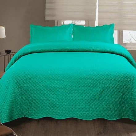 Jogo De Colcha Para Cama Lisa Ultrassonic Urban Casal 220x240cm Cobre Leito Com Fronha Porta Travesseiro Verde Petróleo