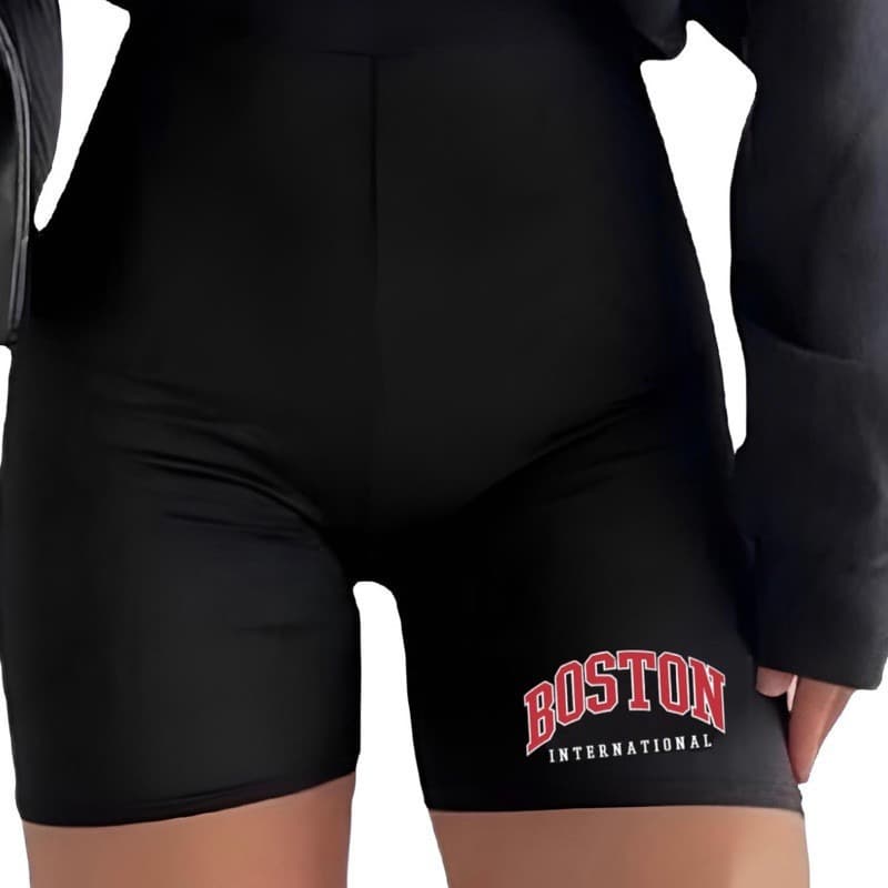 Shorts Feminino Suplex Short Academia Boston NY NYC Mulher Treino GYM Ciclista Moda Fit P M G GG Alta Qualidade Moda