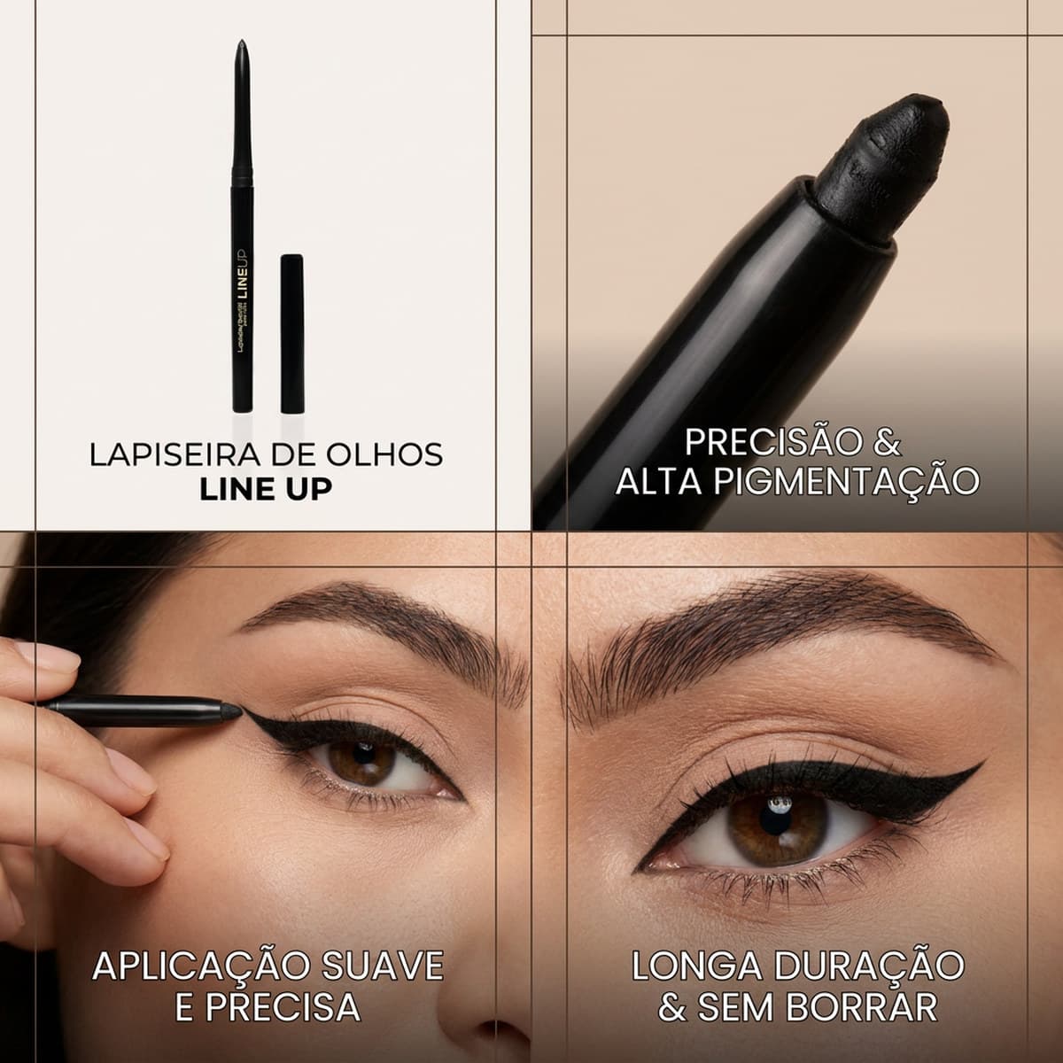 Lapiseira Retrátil de Olhos Line Up Mari Maria Jet Black para Precisão e Acabamento Definido no Make