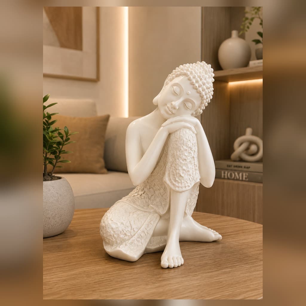 Buda Decorativo Deitado Zen Descanso | Enfeite para Sala Quarto Escritório Decoração