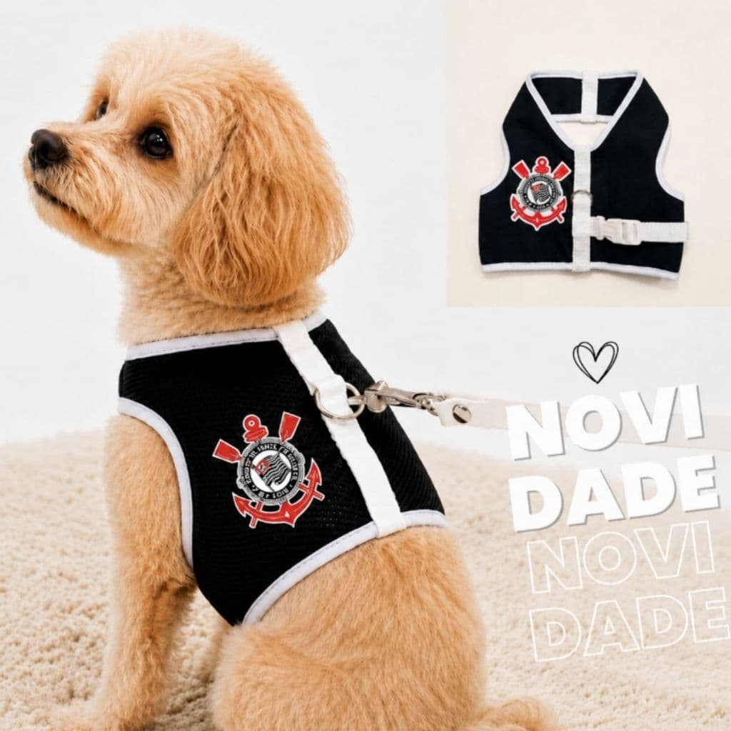 Peitoral time personalizado Corinthians coleira para cachorros e gatos