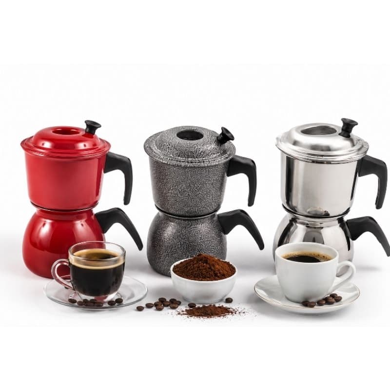 KIT CAFETEIRA FERVEDOR DE ALUMÍNIO ECONÔMICA TIPO ITALIANA PEQUENA 1.300ML JÁ VEM COM FILTRO